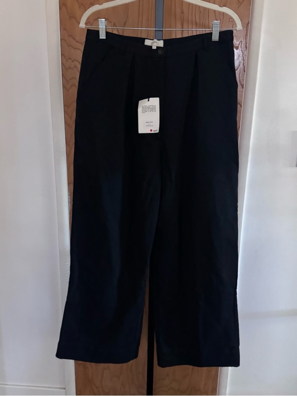 Polder Paris Aorie Charcoal Black Wide-Leg Women's Trousers Large